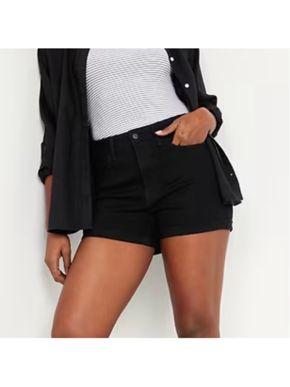 Old Navy Mom Short Denim Mid Rise Sz 2 Black Vintage Retro Y2K cuffed stretch